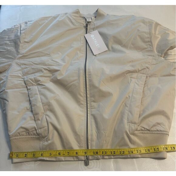 Women's Athleta satin water repellent bomber jacket in ivory, size M, NWT - Picture 7 of 10